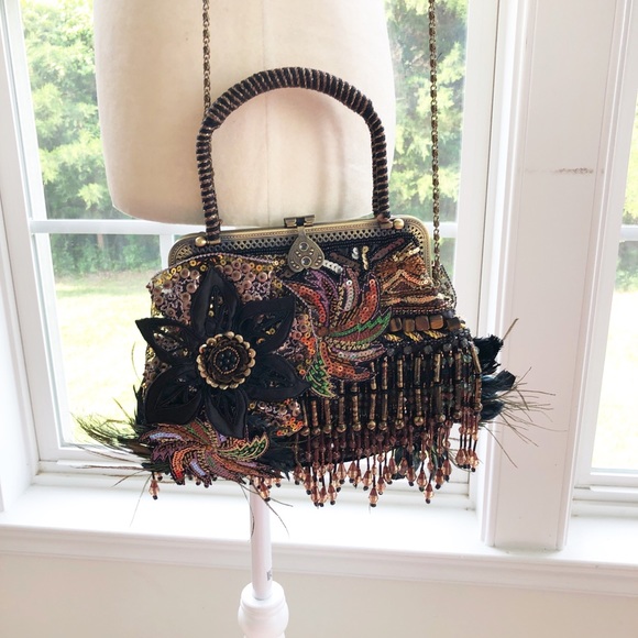 Chico's Handbags - Chico’s Vintage Style Peacock Feather Bag